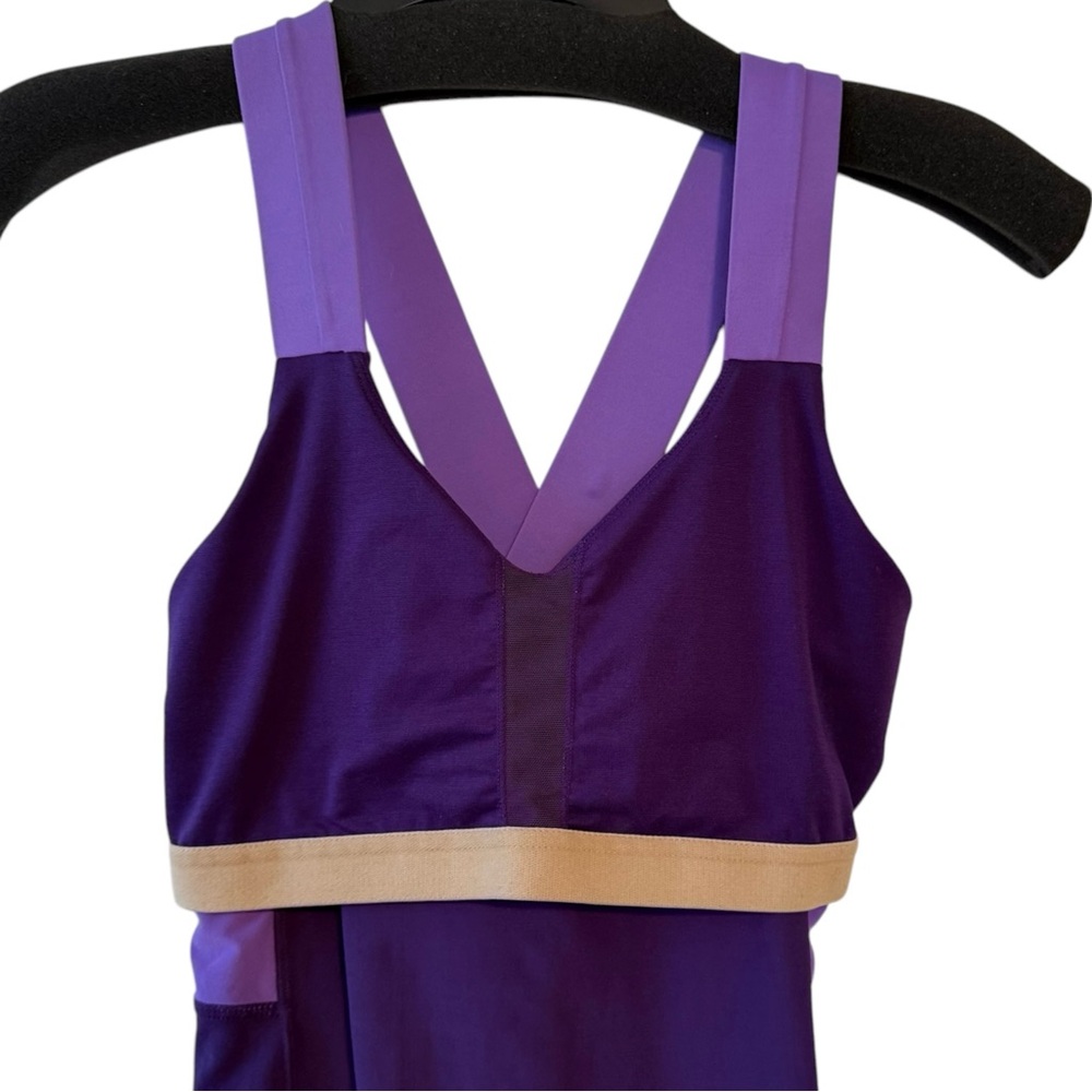 Lululemon Push Your Limits Tank Purple Color Block Cross Back Size 8 - Picture 9 of 9